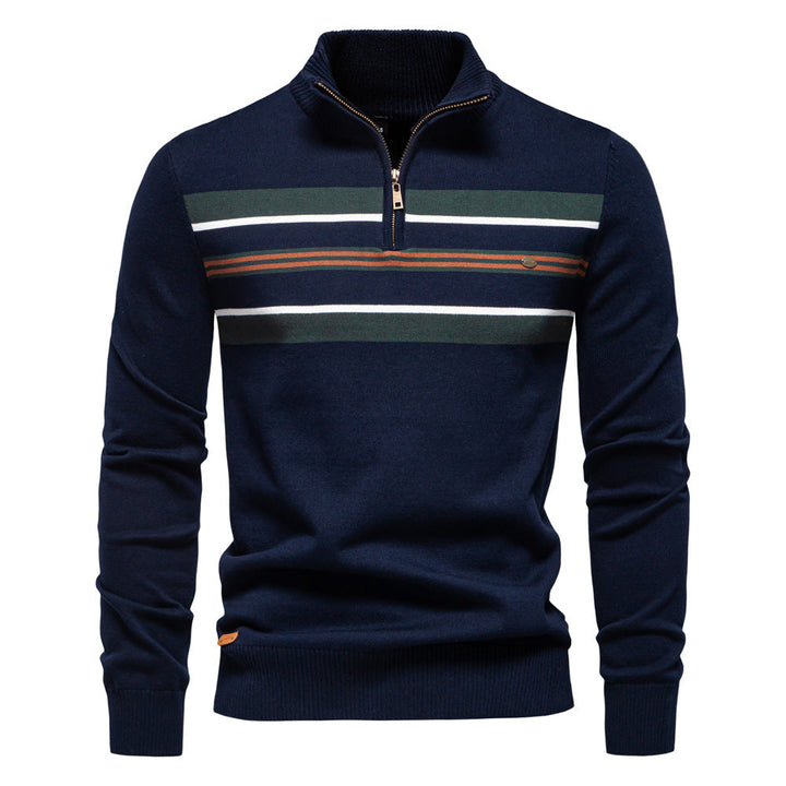 Marcus - Striped Quarter-Zip Sweater