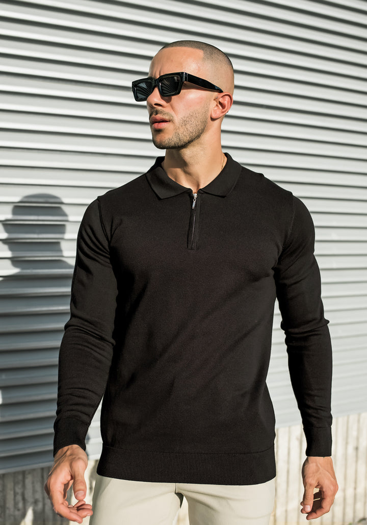 Longsleeve Polo – Black