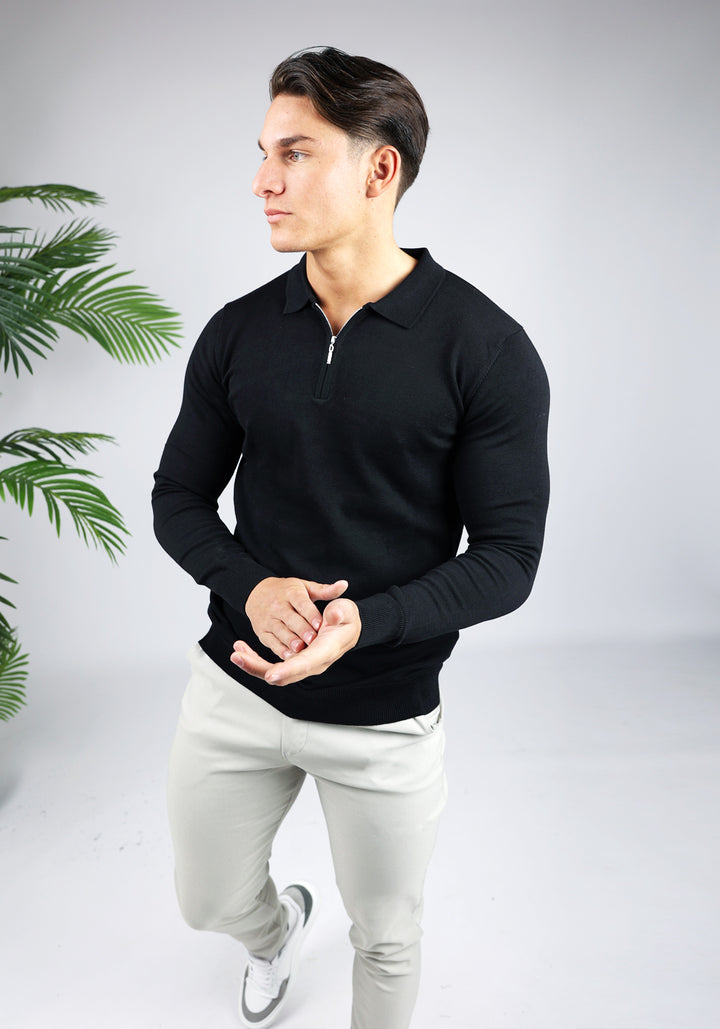 Longsleeve Polo – Black