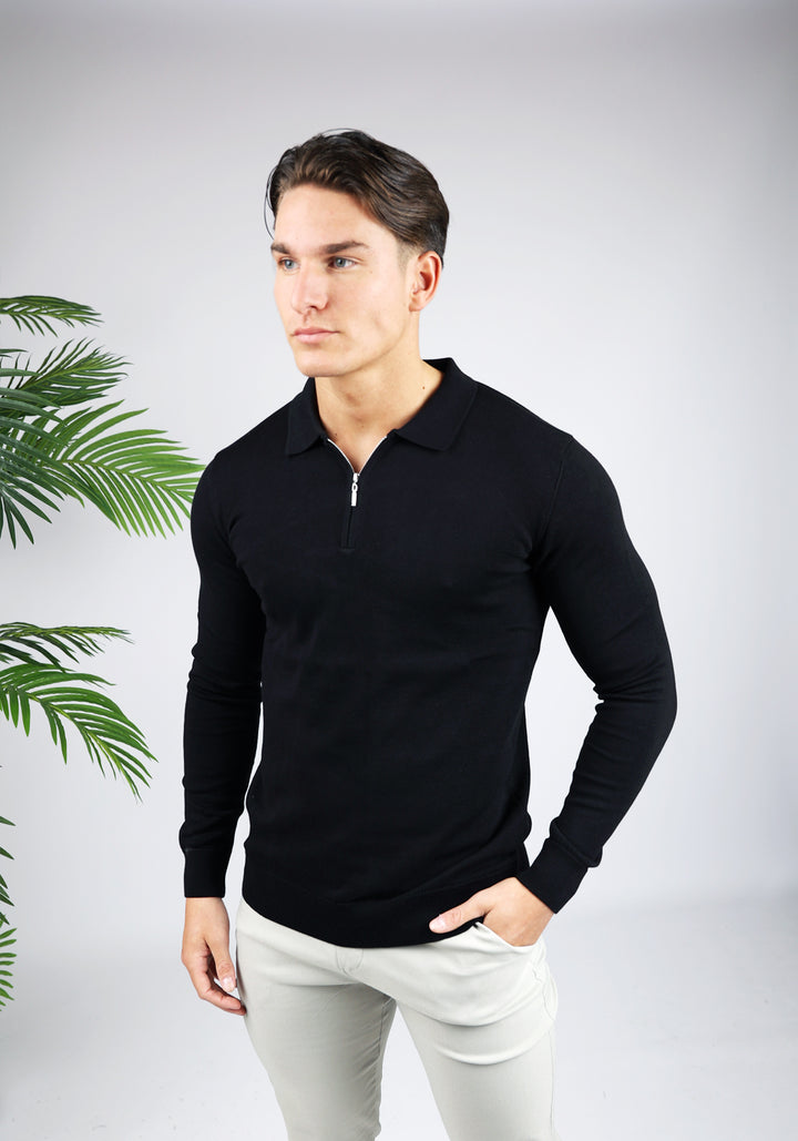 Longsleeve Polo – Black