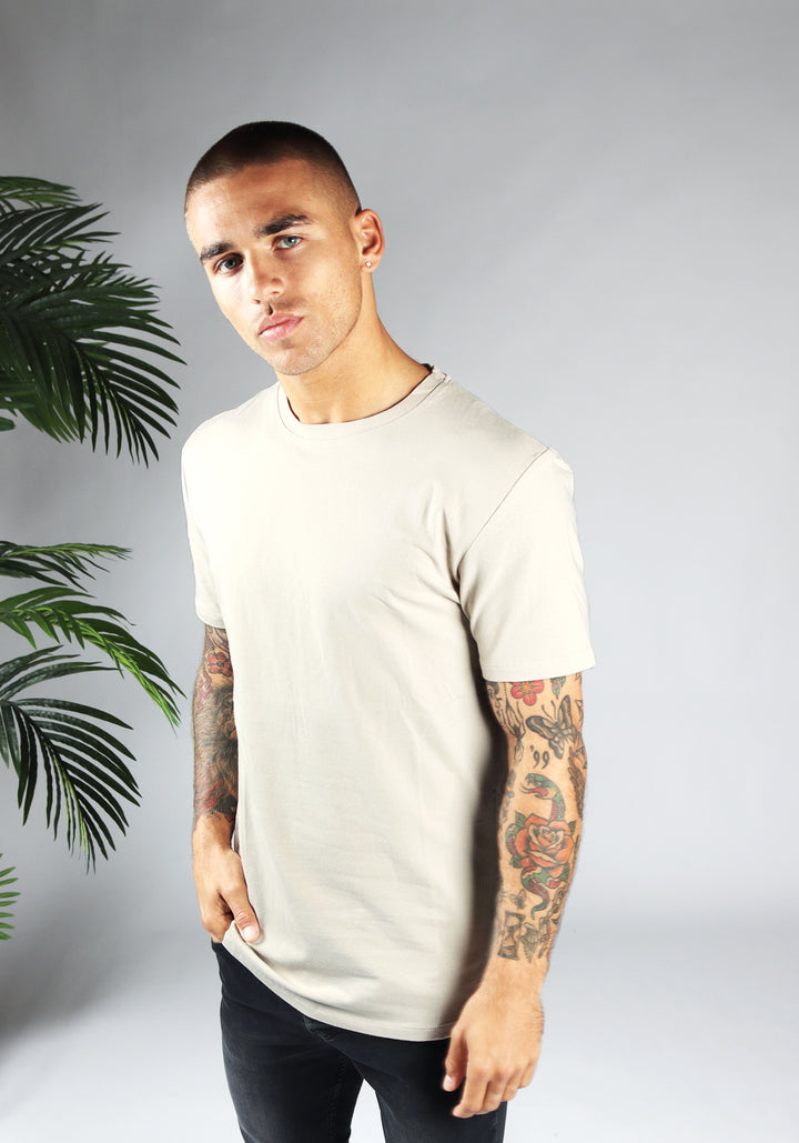 Straight Fit Stretch Tee – Beige