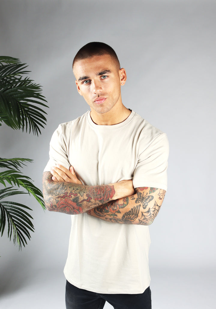 Straight Fit Stretch Tee – Beige